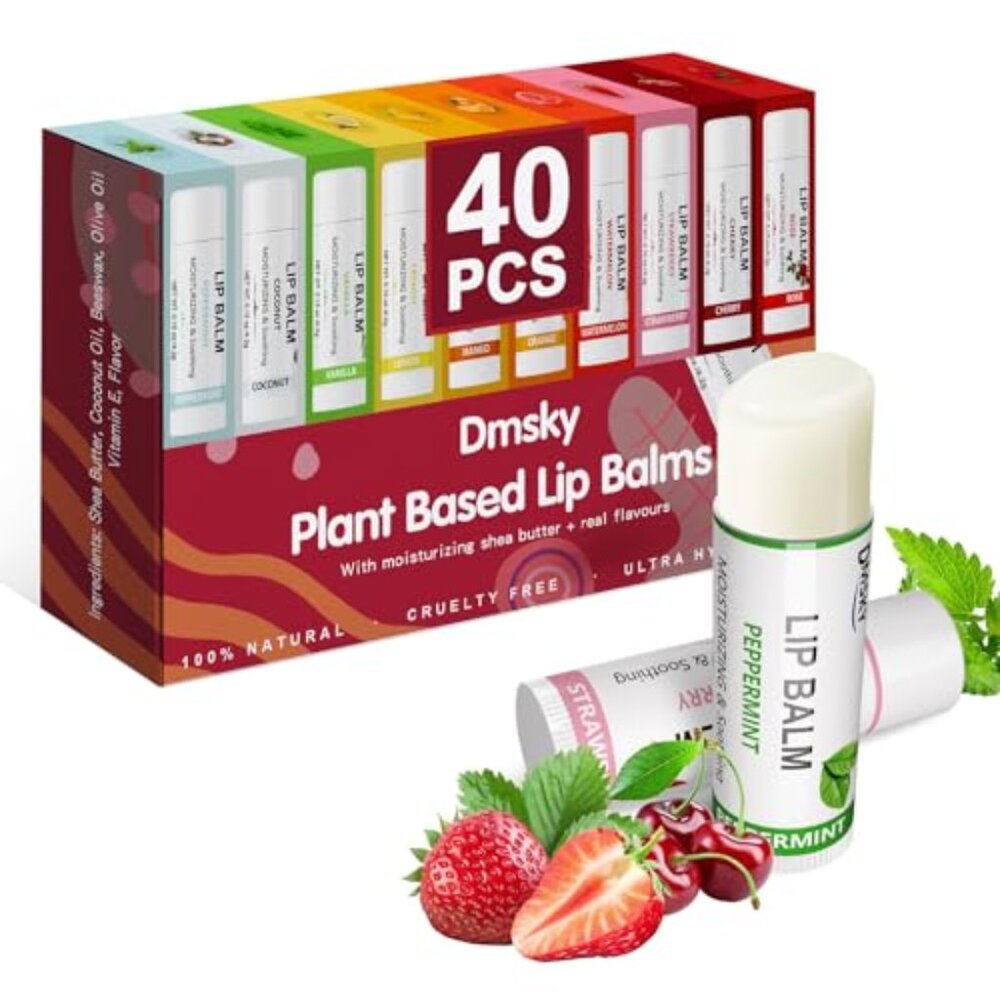 40 Pack Lip Balm Bulk, Fruit Lip Balm Variety Pack